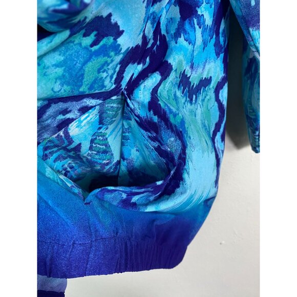 Zenergy Chicos 2 Blue Ikat Zip Up Jacket Sz Large Boho Geometric Artsy Lagenlook - Picture 11 of 14